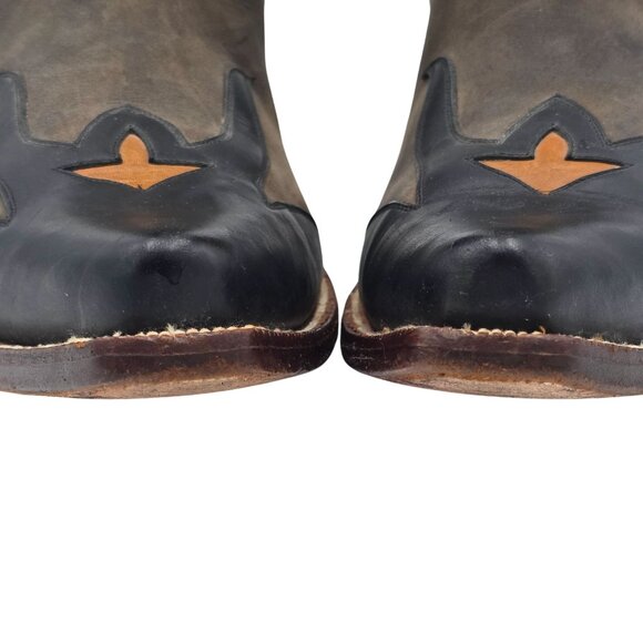 Heritage Boots Taupe Gray Orange Suede Leather Cowboy Western Boots Mens 10 CBC - Picture 9 of 16